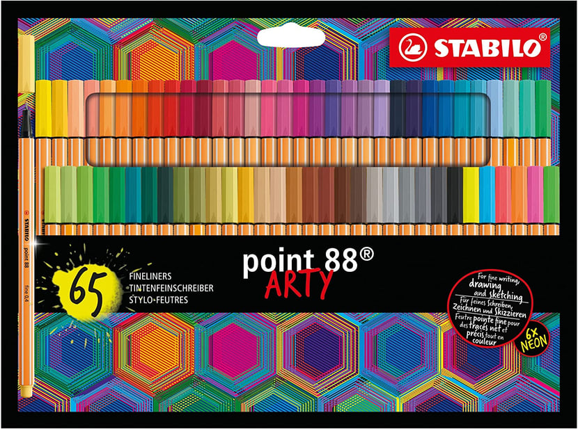 Pack de 65 pen 88 ARTY - Feutre fin - couleurs assorties - 0.4 mm - fin -  STABILO - Dessiner - Colorier - Peindre