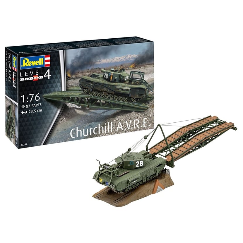 Maquette de Tank Churchill A.V.R.E 1/76 - Revell 03297 - Kits maquettes  tout inclus - Maquettes
