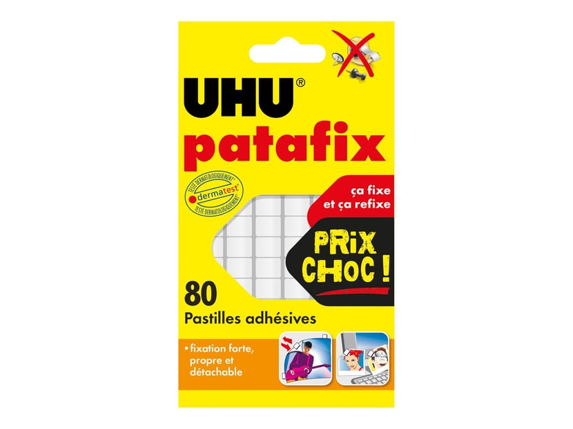80 pastilles adhésives repositionnables - Patafix - UHU - Blanc - Coller -  Fixer