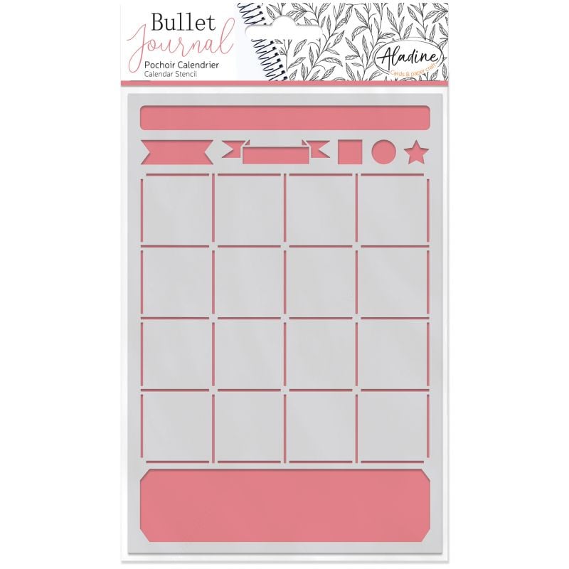 Pochoir en plastique Bullet Journal - Grille de calendrier
