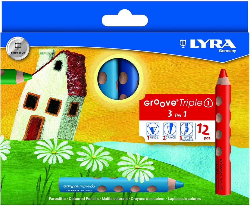 Crayons de couleur Lyra graduate 12 pièces- boîte métal - Tangram Montessori