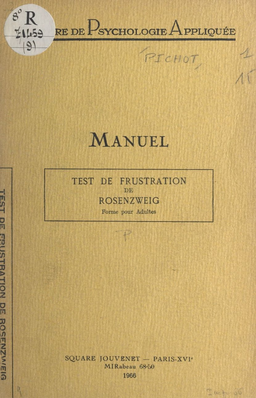 Le test de frustration de Rosenzweig (forme pour adulte) - Manuel ...