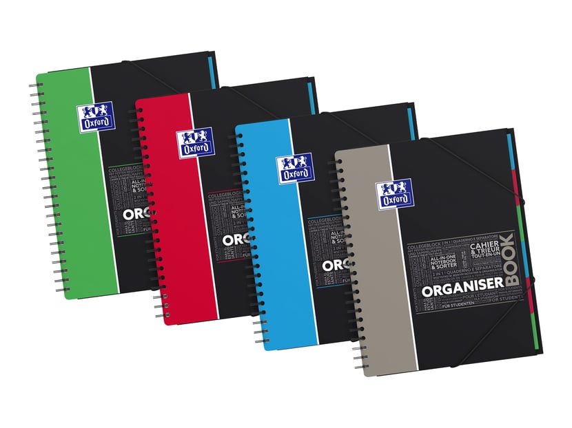 Cahier Spirale Oxford Optik Paper A4 - Organisation Notes Avec Repères Numériques - Vert