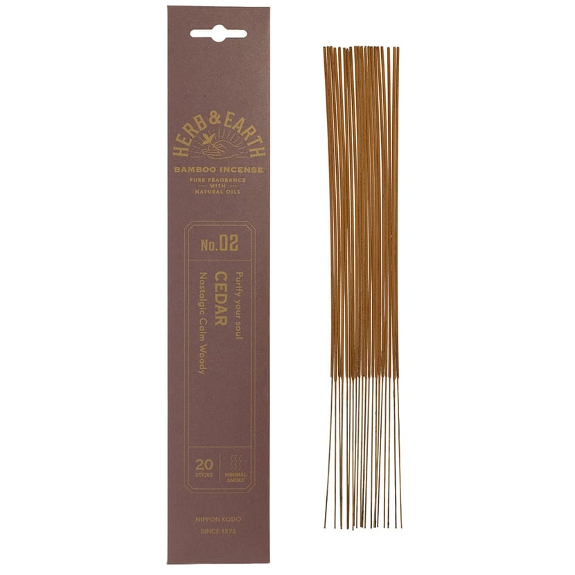 Herb & Earth - Cèdre - 20 bâtonnets avec support en bambou