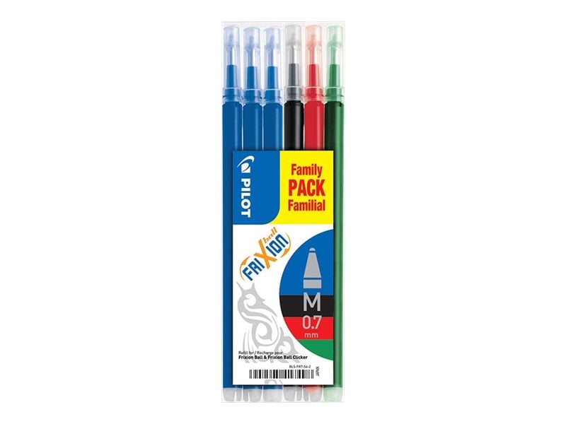 Etui 6 recharges pour stylo roller effaçable - Bleu, noir, rouge et vert - FriXion  Ball & FriXion Ball Clicker - Pointe moyenne 0,7 mm - Pilot - Recharges -  Encres