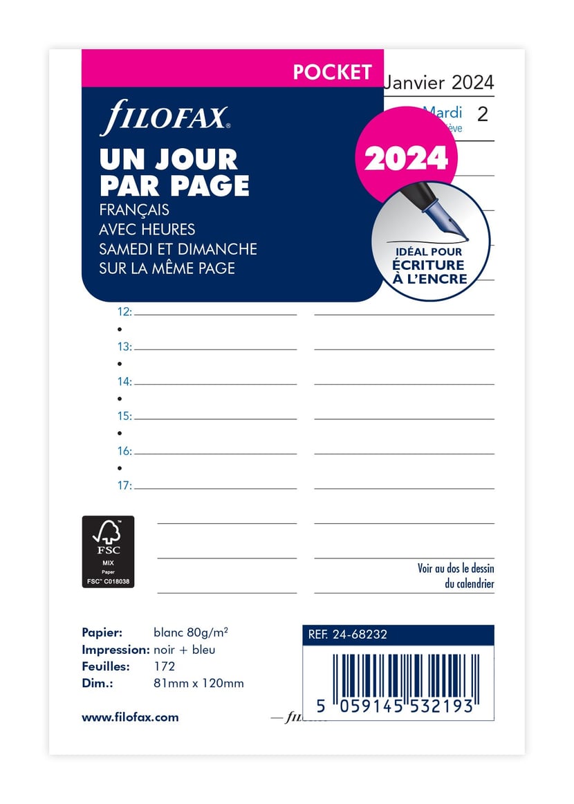 Agenda journalier 2020/2021 à imprimer recharge en français