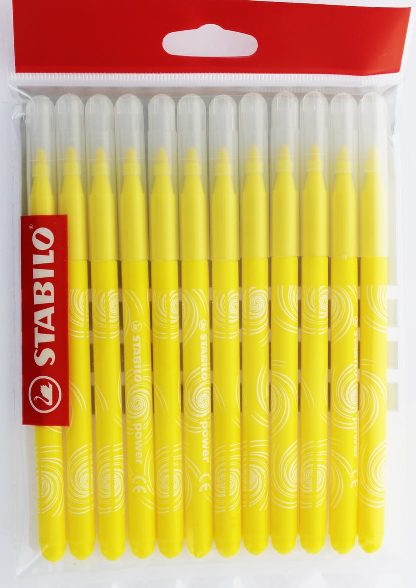 12 feutres de coloriage STABILO power - pointe moyenne - jaune