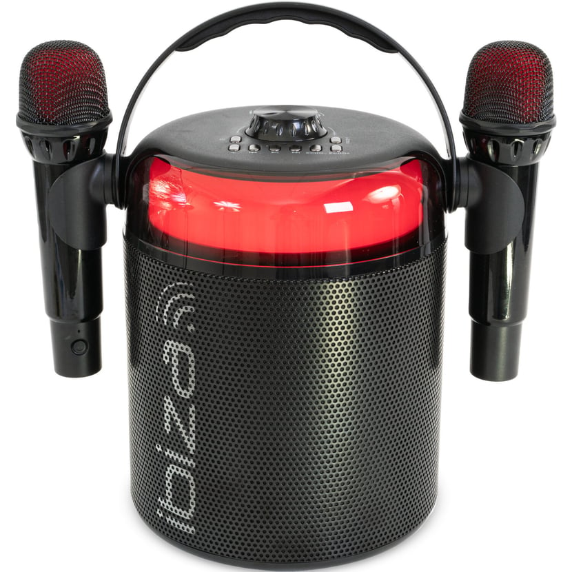 Enceinte Bluetooth lumineuse spécial Karaoké, avec deux micros sans fil  Ibiza - Karahome - Enceinte