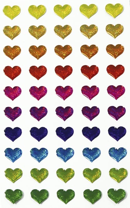 50 stickers cœur - multicolore - 7.5x12 cm - Collage décoratif - Déco  d'objet