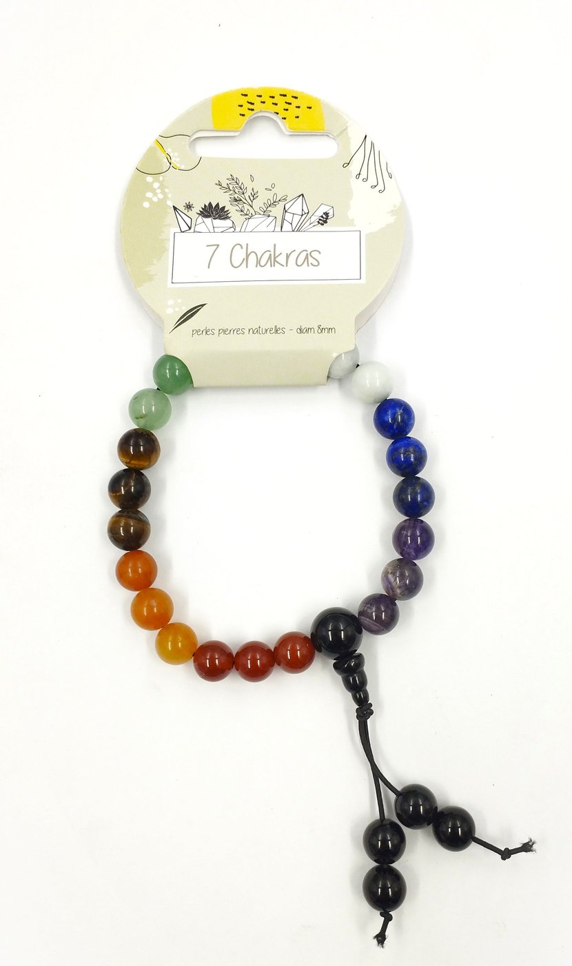Bracelet 7 Chakras En Pierres Naturelles – Réglable – Style Bohème