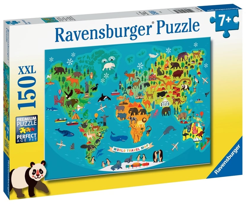 Puzzle Carte du monde Nathan 150 pièces 7 ans avec trieur de