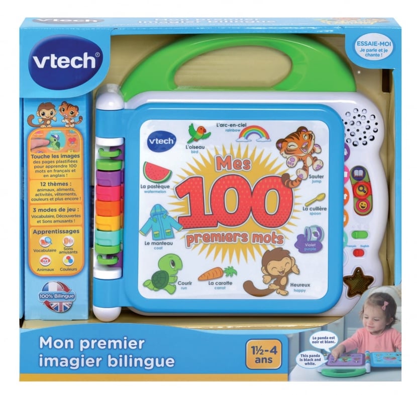 VTech - Mon Imagier Bilingue - 100 Véhicules, Imagier Enfant, Livre Enfant  anglais - 18 mois/4 ans - Version FR