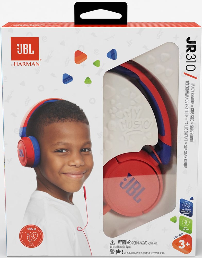Casque d'écoute supra-auriculaire pour enfants. JBL JR310 - Rouge