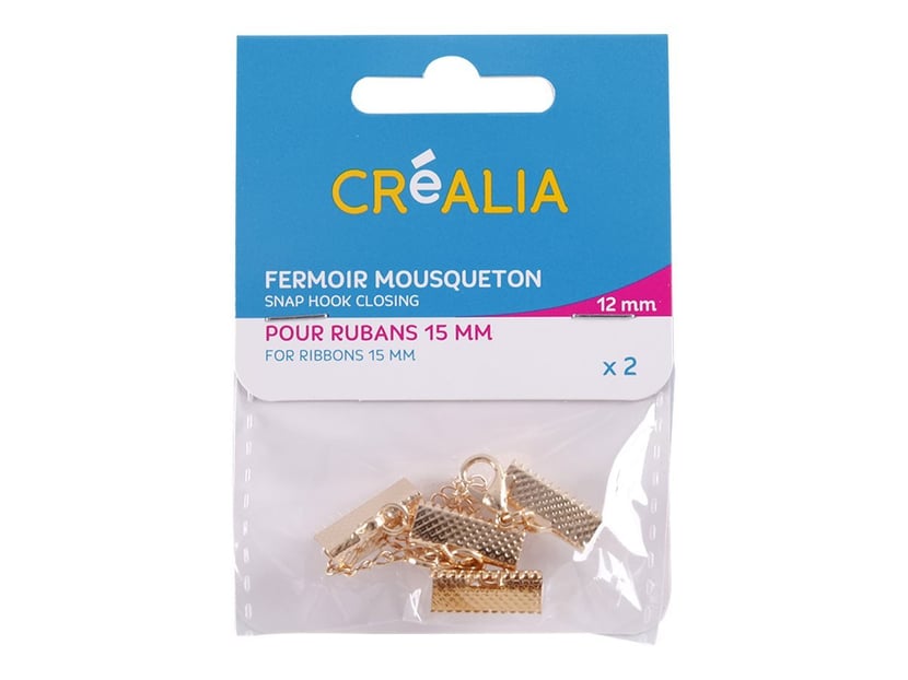 2 fermoirs mousqueton de 12 mm - Or - Créalia - Fermoirs