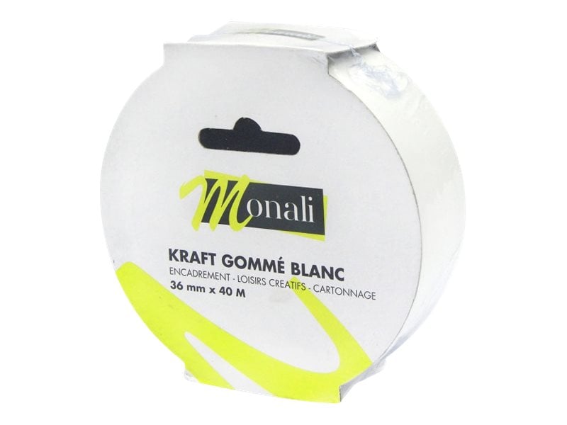 Rouleau Kraft gommé - Blanc - 50m x 36mm - Creastore