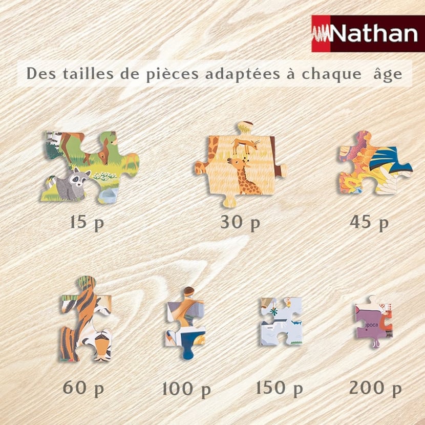 Puzzle Enfant - Famille de cerfs et autres animaux - 200 pièces - Dès 8 ans