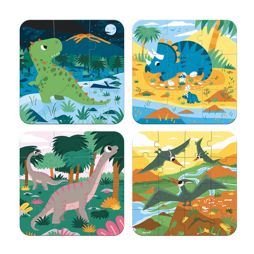 Puzzles évolutifs dinosaures 6-9-12-16 pièces