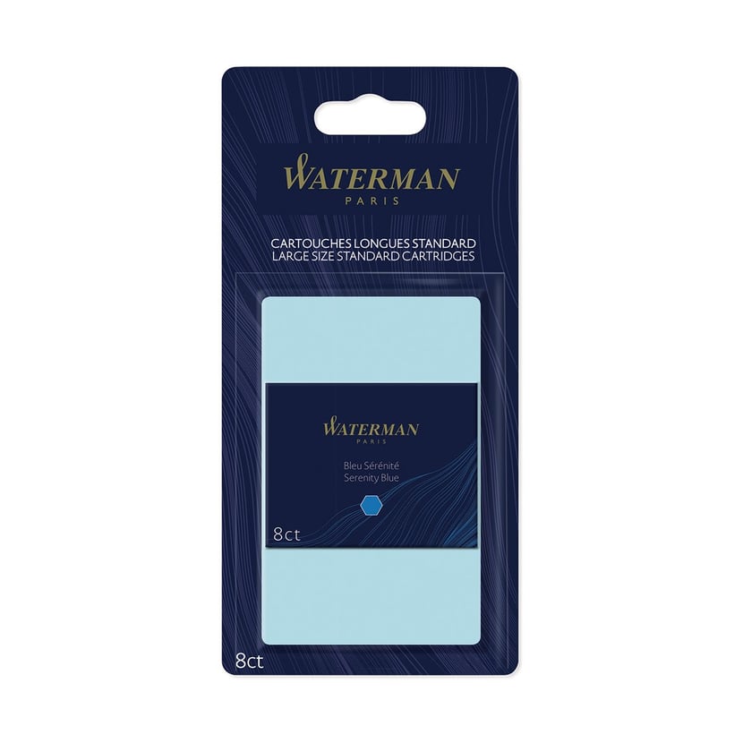 8 cartouches longues standard Waterman - bleu sérénité