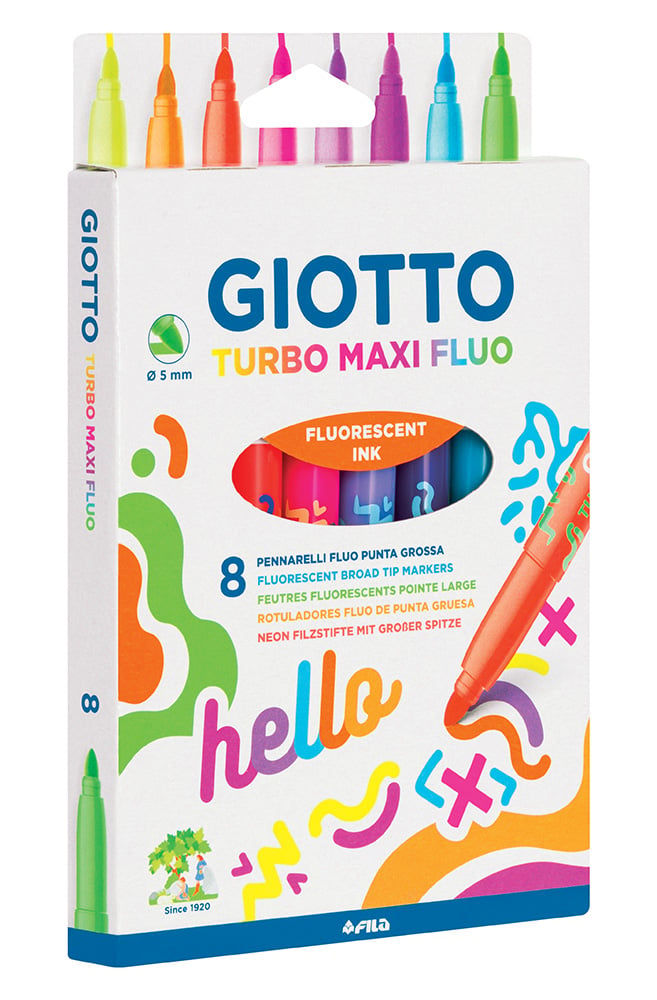 10 Feutres - Giotto - Turbo Maxi Fluo - Plastique créatif - Supports de  dessin et coloriage