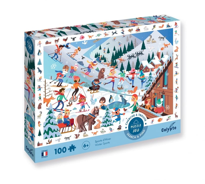Puzzle 100 pièces - Cherche et trouve : Sports d'Hiver