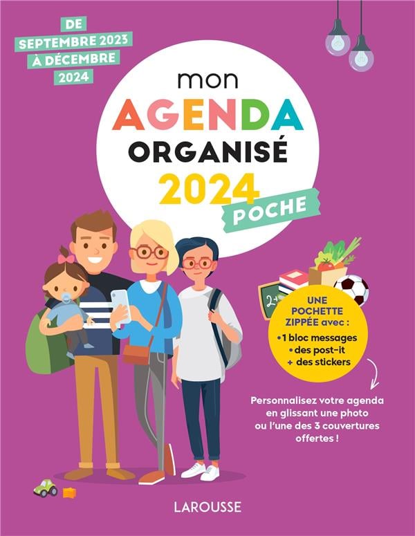 Agenda 2023/2024 - Mon agenda famille organisée -19,3 X 20,7 cm - Larousse  - Accessoires Organisation familiale
