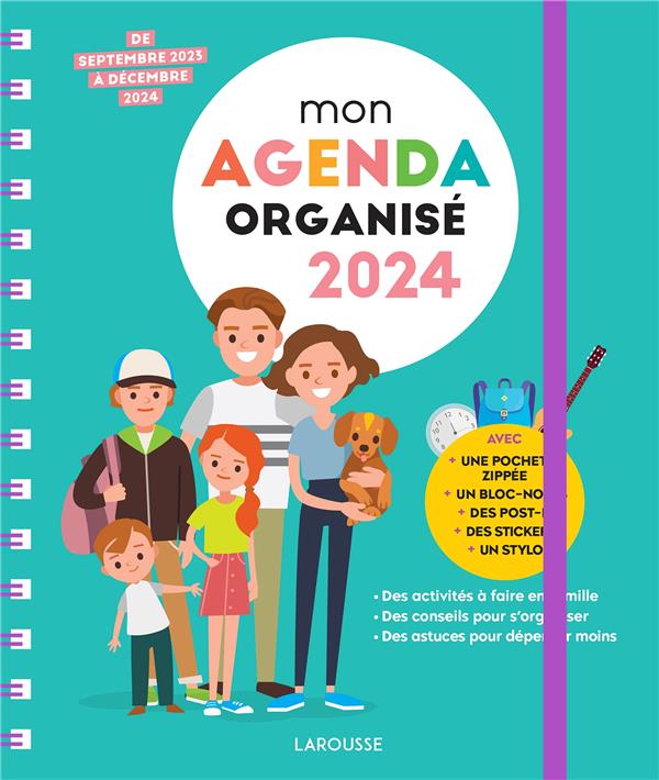 Agenda 2023/2024 - Mon agenda famille organisée -19,3 X 20,7 cm