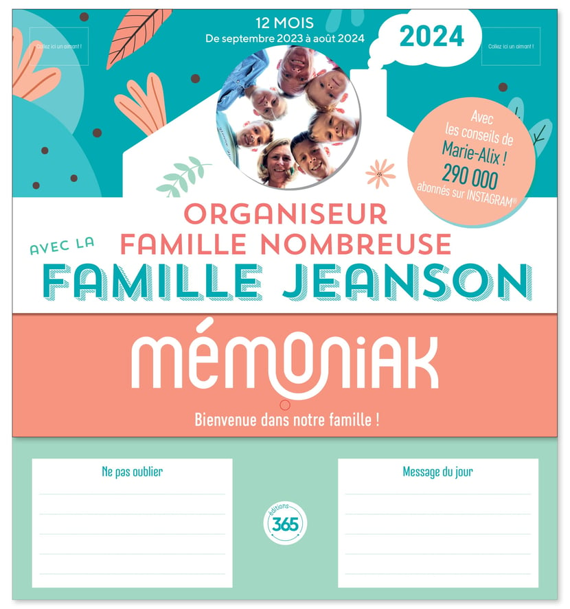 Mémoniak : organiseur famille nombreuse, famille Jeanson : de septembre à  août (édition 2023/2024) : Nesk - 238382349X