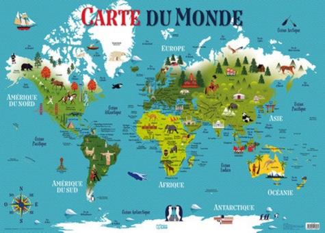 Poster carte du monde - Les documentaires dès 6 ans - Livres pour enfants  dès 6 ans