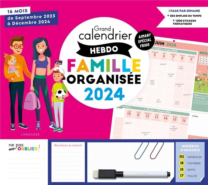 Grand calendrier hebdo de la famille organisée (édition 2024)