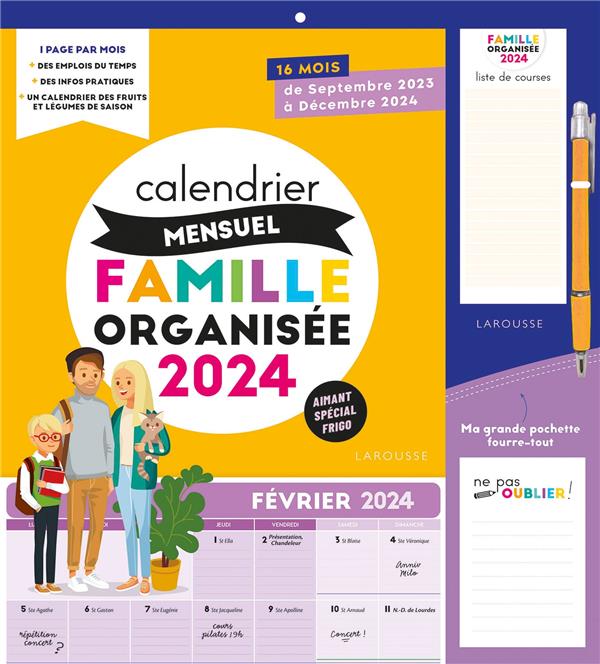 Le Bloc mensuel organiseur familial Mémoniak 2024, calendrier 12 mois  (sept. 2023- août 2024)