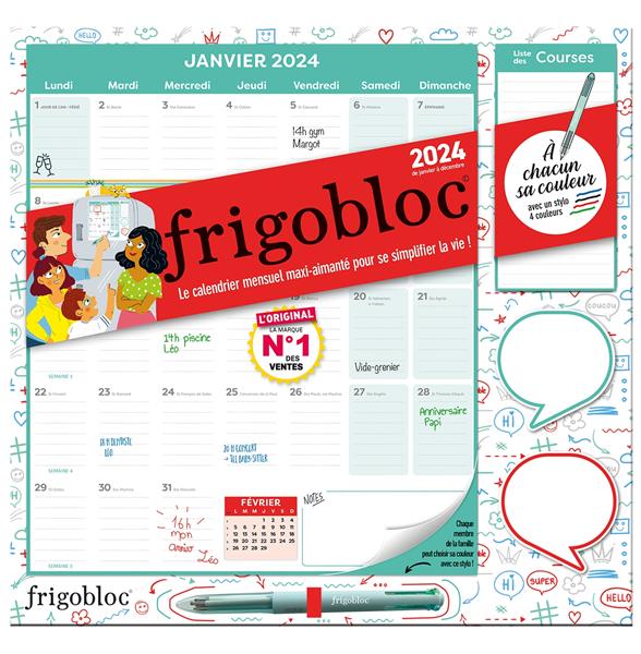 Livre Mini Frigobloc Mensuel 2024 - Calendrier d'organisation