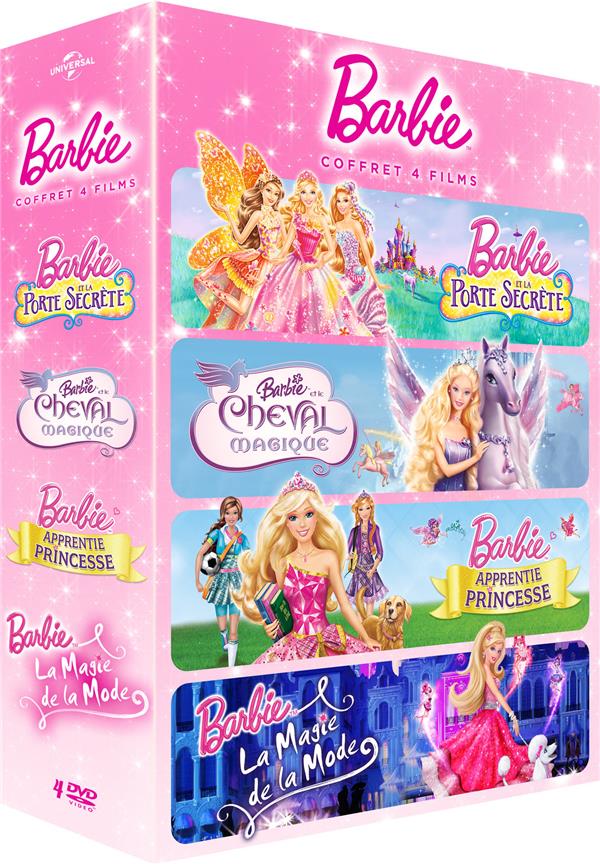Barbie - Coffret 4 films : Barbie et la porte secrète + Barbie et le cheval  magique + Barbie apprentie princesse + Barbie - La magie de la mode -  Jeunesse - famille - Films DVD & Blu-ray