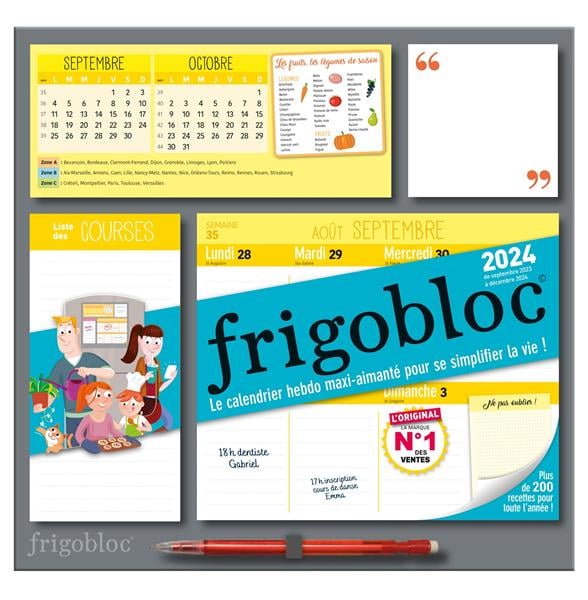 Frigobloc hebdomadaire : calendrier d'organisation familiale (édition 2024)