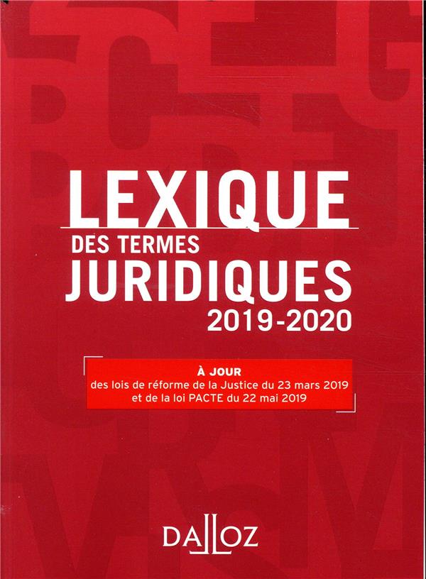 Lexique Des Termes Juridiques édition 2019 2020 Serge Guinchard