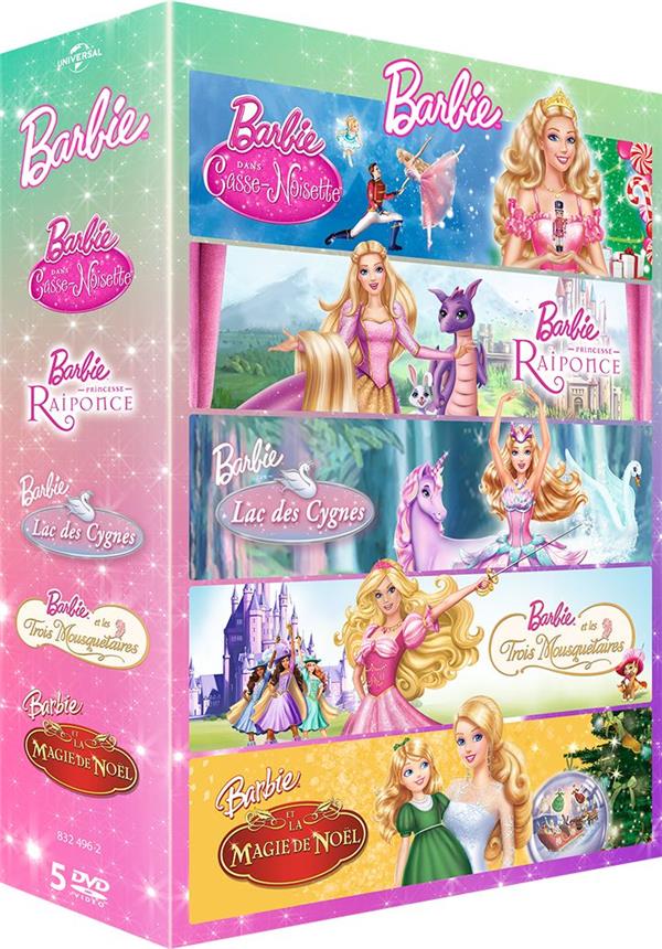 Barbie - Coffret : Casse-Noisette + Raiponce + Le Lac des cygnes + Les  Trois Mousquetaires + La Magie de Noël