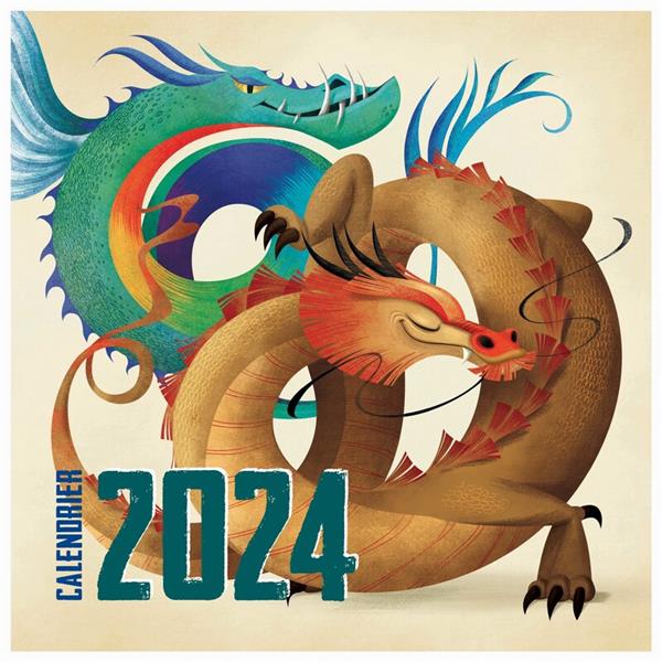 Calendrier 2024 Avec La Conception De Dragons Verts Calendrier