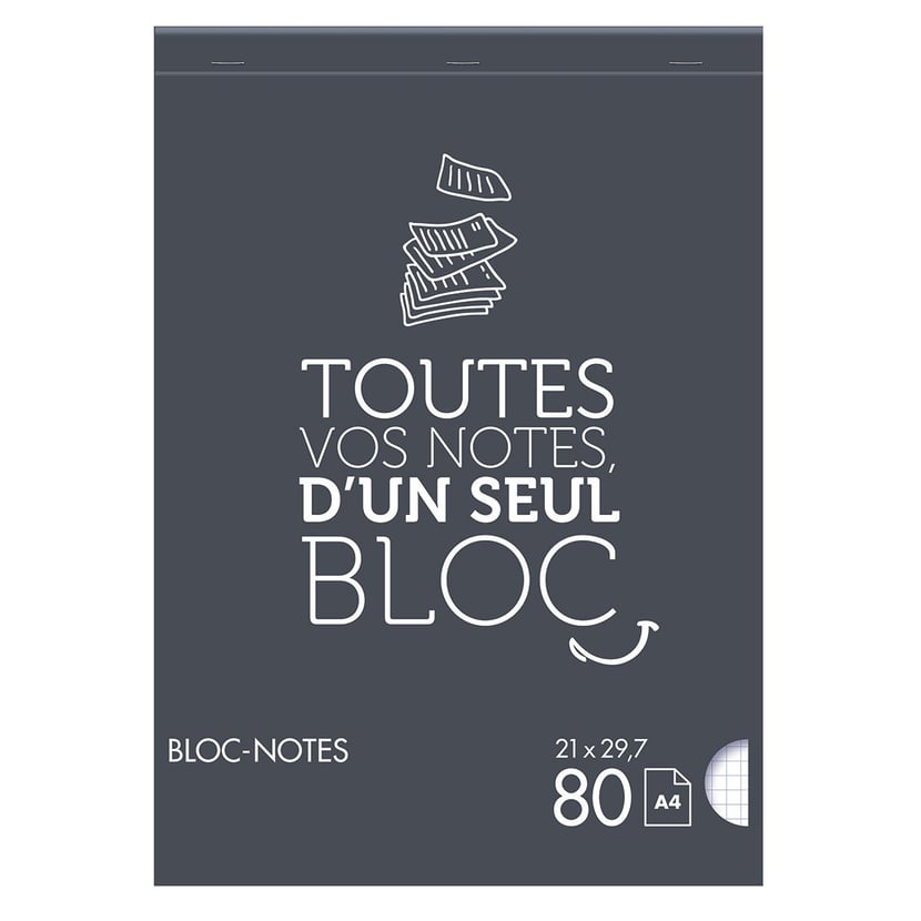 Bloc-notes Cultura -Gris - A4 21 x 29.7 cm - 80 feuilles petits