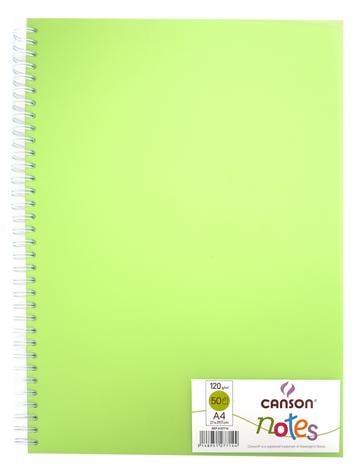 CANSON - Cahier de notes - reliure à anneaux métalliques - A4 - 50 feuilles  - papier blanc - uni - couverture verte - Papier de Dessin Esquisse et  Pastel - Dessin - Pastel