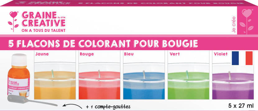 5 flacons de colorant pour bougie liquide - 27 ml