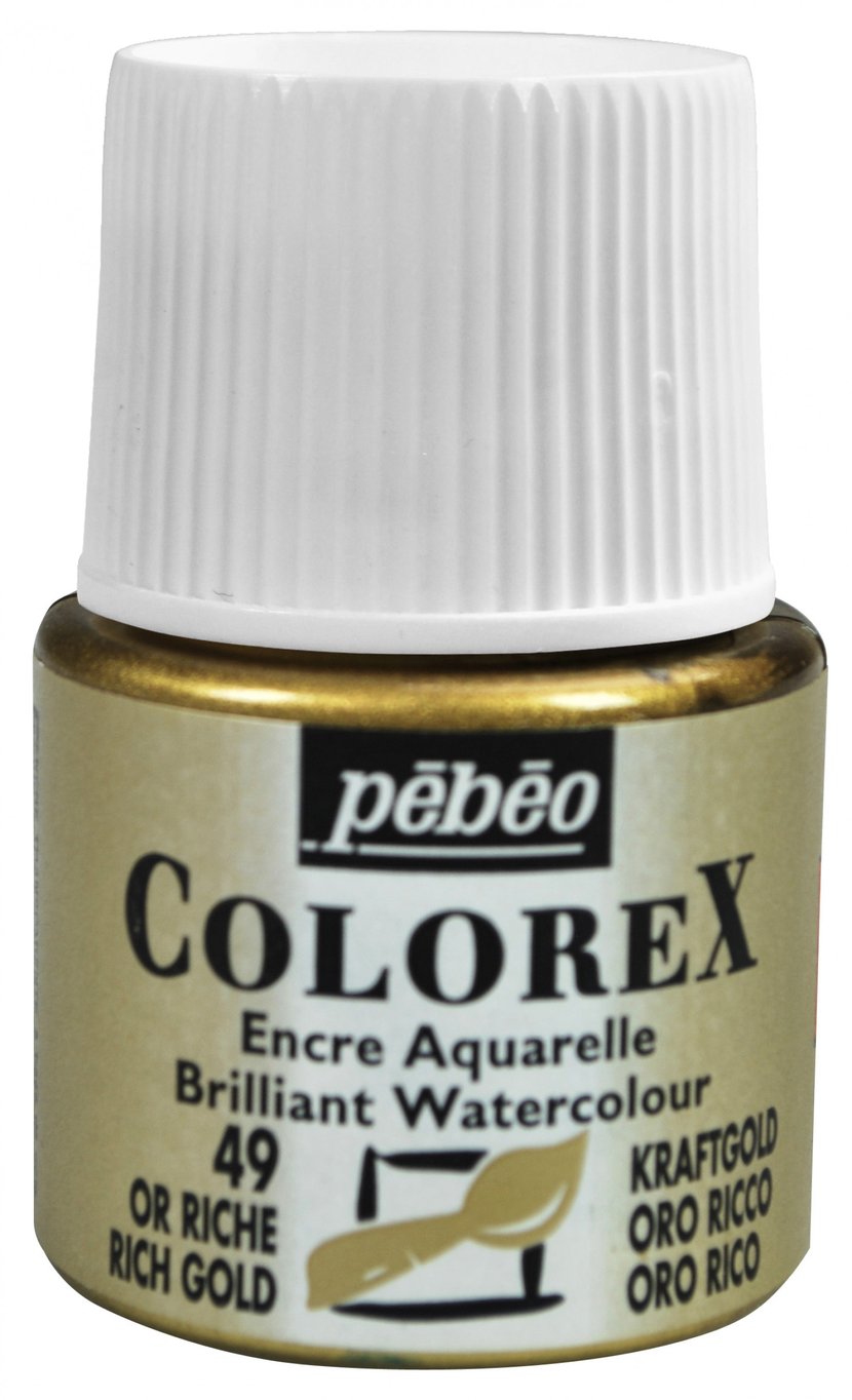 Encre aquarelle Colorex Pébéo - 45 ml - or riche - Encre de Chine -  Calligraphie - Art graphique