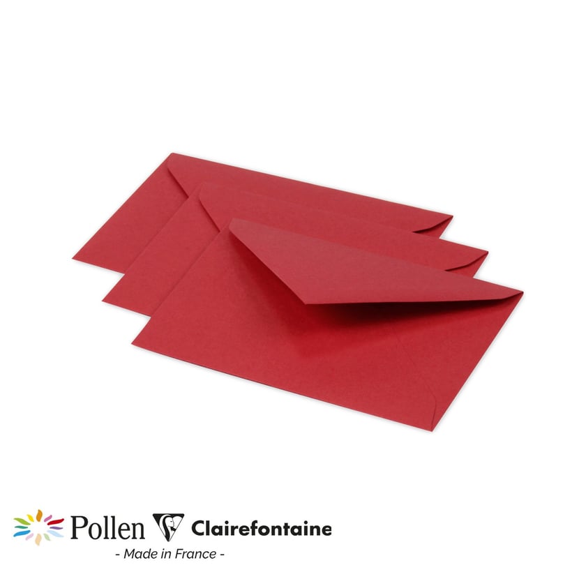 Enveloppe rouge groseille C6 Pollen Clairefontaine 120 gr 5 unités