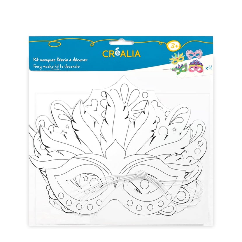 Kit créatif - 4 Masques Animaux à décorer - Créalia - Plastique créatif -  Supports de dessin et coloriage