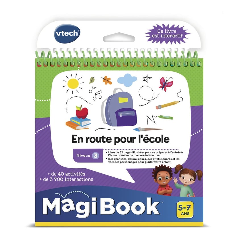 VTech 80-481204 Livre d'apprentissage Niveau 1 – Un Jour au Jardin  d'enfants MagiBook Livre d'apprentissage Multicolore