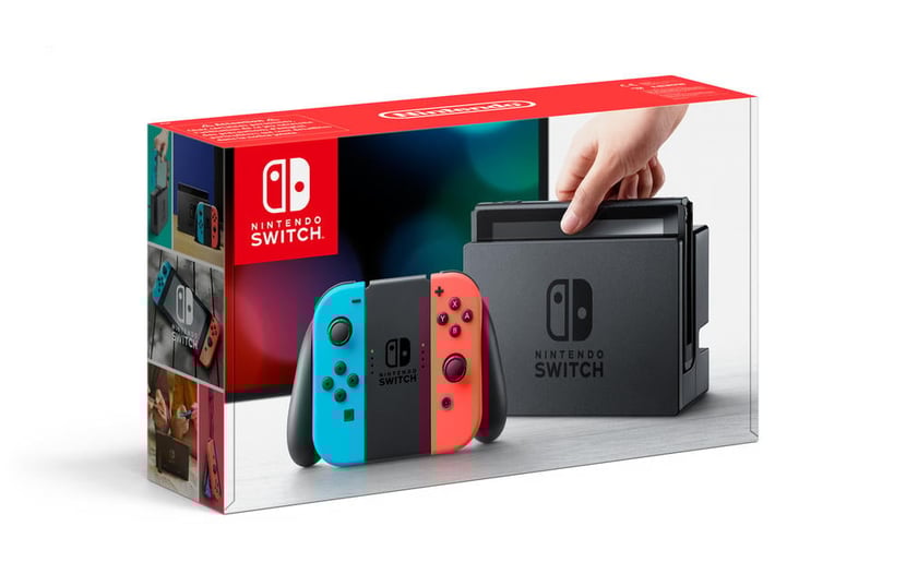 Nintendo Switch + paire de Joy-Con rouge néon et bleu néon