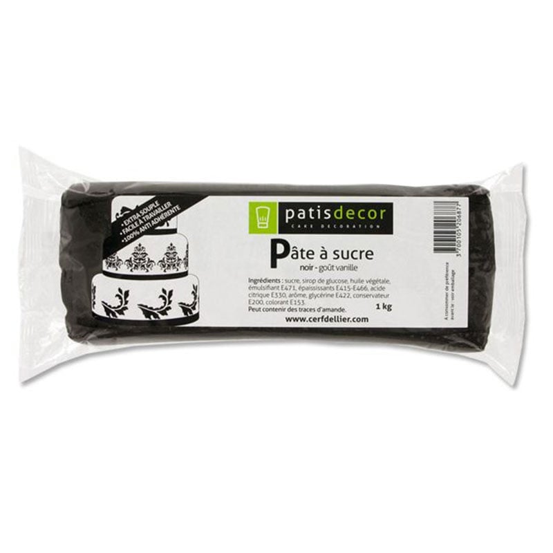 Pâte à sucre Patisdécor - Noir - 1 kg
