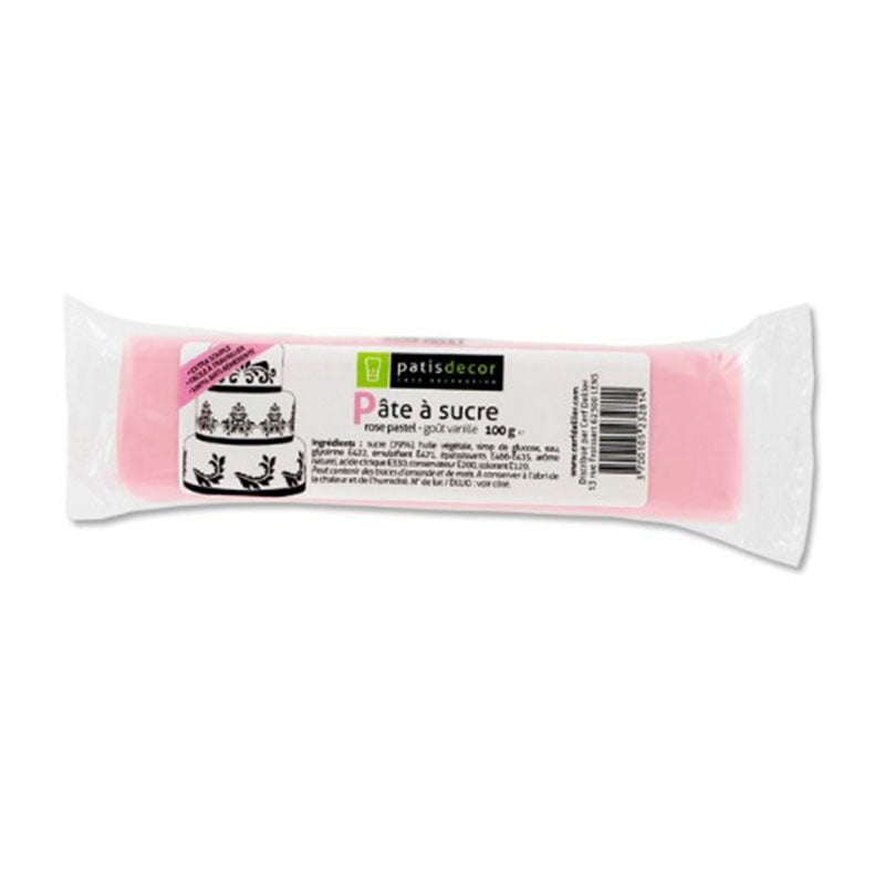 Pate a sucre rose pastel Patisdécor 100g