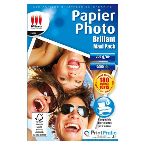 Papier photo brillant - 10 x 15 cm - Pack économique - Pour