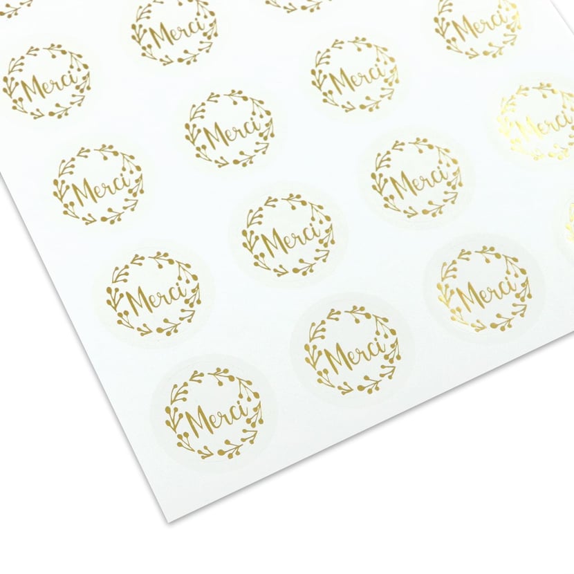 Stickers ronds dorés inscription “Merci” – Créalia