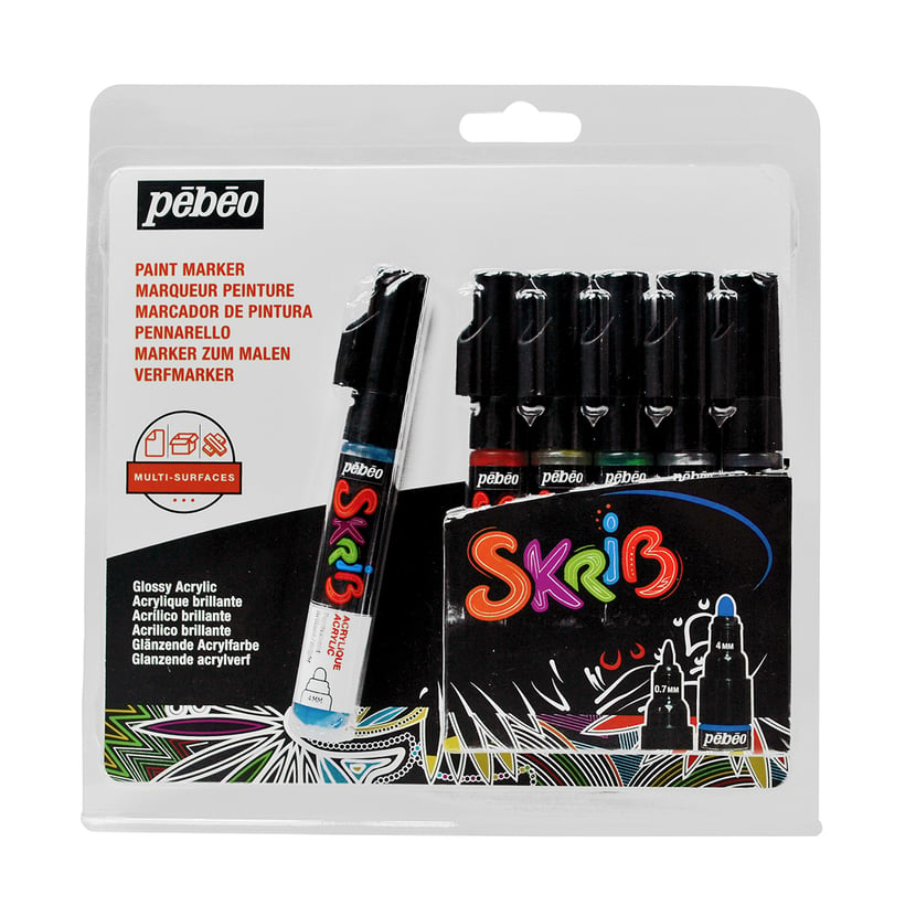 6 Marqueurs acrylique Skrib - Classique - Plastique créatif - Supports de  dessin et coloriage