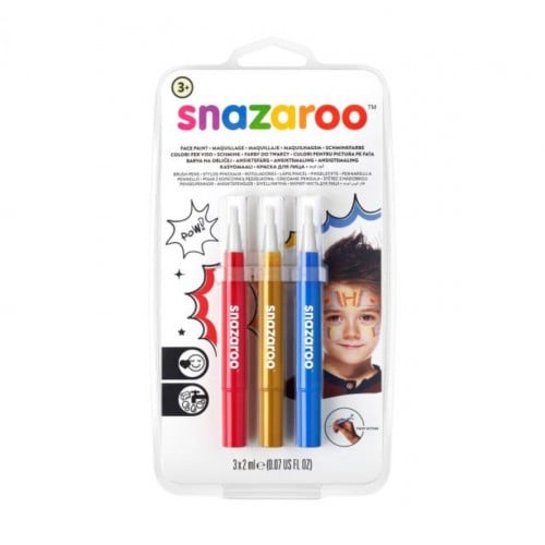 Snazaroo - Pochette de 3 pinceaux de maquillage - Déguisements pour Enfant  - Se déguiser et se maquiller - Fêtes et anniversaires